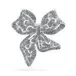 Victorian Style Large Statement Crystal Fashion Bow Brooch Pin Silver Plated
