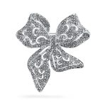 Set of 2 Victorian Vintage Clear Blue Crystal Bridal Brooch Pin Silver Plated - Image 2