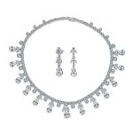Vintage Style Teardrop CZ Spray Collar Statement Necklace & Chandelier Earrings Jewelry Set