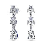 Vintage Style Teardrop CZ Spray Collar Statement Necklace & Chandelier Earrings Jewelry Set - Image 4