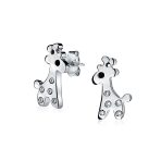 Delicate Pink Enamel Giraffe Stud Earrings in Sterling Silver