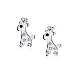 Delicate Pink Enamel Giraffe Stud Earrings in Sterling Silver - Image 2