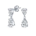 Elegant Bridal Dangle Chandelier Earrings with Cubic Zirconia Teardrop Pears