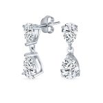 Elegant Bridal Dangle Chandelier Earrings with Cubic Zirconia Teardrop Pears