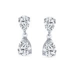 Elegant Bridal Dangle Chandelier Earrings with Cubic Zirconia Teardrop Pears - Image 2