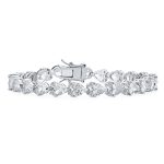Romantic Red Clear Cubic Zirconia CZ Heart Shape Tennis Bracelet 7-7.5 Inch Silver Plated