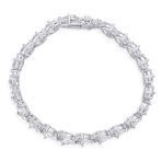 Romantic Red Clear Cubic Zirconia CZ Heart Shape Tennis Bracelet 7-7.5 Inch Silver Plated - Image 3