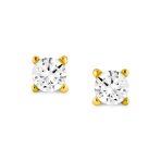 Set of 2 Tiny .25CT CZ Stud Earrings Gold Plated Sterling Silver Screw Back - Image 2