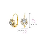Set of 3 Crystal Flower Gold Plated Drop Earrings Lever Back - Image 11
