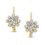 Set of 3 Crystal Flower Gold Plated Drop Earrings Lever Back - Image 5