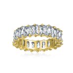 Art Deco Style CZ Cubic Zirconia Baguette Eternity Band Ring Sterling Silver - Image 9