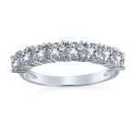 Simple Thin Round CZ Stackable Cocktail Statement Ring Sterling Silver Band - Image 2