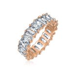 Art Deco Style CZ Cubic Zirconia Baguette Eternity Band Ring Sterling Silver - Image 3