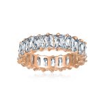 Art Deco Style CZ Cubic Zirconia Baguette Eternity Band Ring Sterling Silver - Image 10