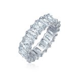 Art Deco Style CZ Cubic Zirconia Baguette Eternity Band Ring Sterling Silver