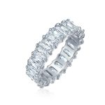 Art Deco Style CZ Cubic Zirconia Baguette Eternity Band Ring Sterling Silver