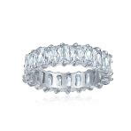 Art Deco Style CZ Cubic Zirconia Baguette Eternity Band Ring Sterling Silver - Image 8