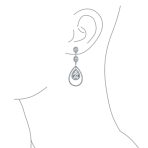 Cocktail Cubic Zirconia Double Halo Large Purple Amethyst Teardrop CZ Chandelier Earrings - Image 18