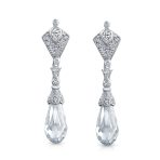 Briolette Faceted Teardrop Cubic Zirconia CZ Chandelier Earrings .925 Sterling Silver - Image 3