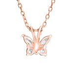 Mini Purple CZ Butterfly Pendant Necklace Rose Gold Sterling Silver for Teens - Image 4