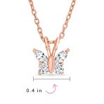 Mini Purple CZ Butterfly Pendant Necklace Rose Gold Sterling Silver for Teens - Image 8