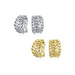 Set of 2 Open Weave Leaf Design Clip-On Earrings Gold Plated