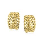 Open Weave Leaf Feather Motif Wide Half Hoop Clip On Earrings Non Pierced Ears - Image 3