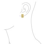 Open Weave Leaf Feather Motif Wide Half Hoop Clip On Earrings Non Pierced Ears - Image 7