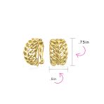 Set of 2 Open Weave Leaf Design Clip-On Earrings Gold Plated - Image 4