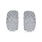 Fashion Pave Encrusted Crystal Wide Half Dome Clip On Earrings Non Pierced Ears - Image 3