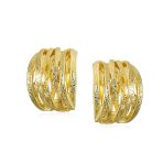 Fashion Open Criss Cross Basket Weave Wide Half Hoop Clip On Earrings For Non Pierced Ears Matte Gold Plated - Image 4
