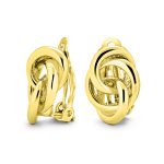 Classic Interlocking Love Knot Clip On Earrings Non Pierced Ears Gold Silver Plated