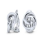 Classic Interlocking Love Knot Clip On Earrings Non Pierced Ears Gold Silver Plated - Image 2