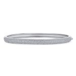 Classic CZ Micro Pave Cubic Zirconia Stackable Half Eternity Bangle Bracelet Silver Plated
