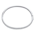 Classic CZ Micro Pave Cubic Zirconia Stackable Half Eternity Bangle Bracelet Silver Plated - Image 2