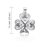 Saint Patricks Shamrock Heart Clover Pendant Necklace in Sterling Silver - Image 3