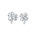 Lucky Charm Clover Pendant Stud Earrings Jewelry Set Gold Plated .925 Sterling Silver - Image 5