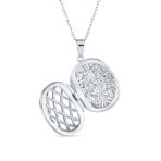 Antique Style Heart & Clover Oval Keepsake Photo Locket Necklace Gold Plated .925 Sterling Silver - Image 4
