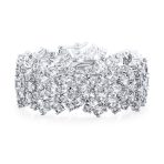 Bridal Special Occasion Jewelry Multi Row Cluster Design Cubic Zirconia CZ Wide Statement Bracelet