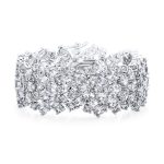 Bridal Special Occasion Jewelry Multi Row Cluster Design Cubic Zirconia CZ Wide Statement Bracelet