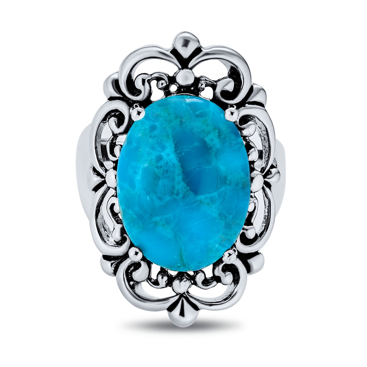cocktail-ring-blue-silver-turquoise_nk-rs-0280_20_1 Western Style Filigree Oval Cabochon Full Finger Statement Blue Turquoise Ring Oxidized Sterling Silver - Image 1