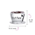 Red CZ Heart Coffee Cup Charm Bead Sterling Silver for European Bracelets - Image 5
