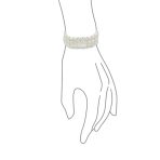 Triple Strand Wide White Button Style Freshwater Cultured Pearl Stretch Bracelet - Image 2