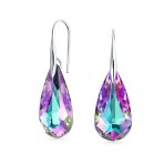 Crystal Blue Green Teardrop Dangle Earrings Prom 925 Sterling Silver