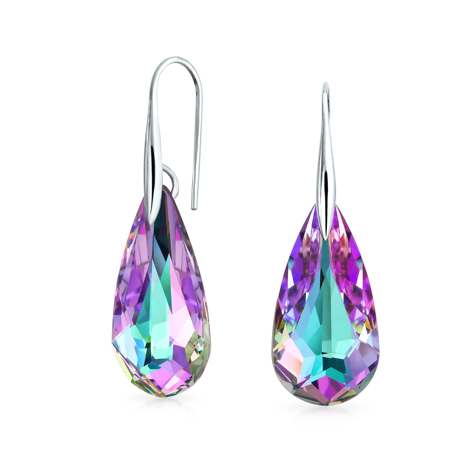 color-changing-crystal-blue-pink-earrings-silver_yp-gem0230-bl_1 Crystal Blue Green Teardrop Dangle Earrings Prom 925 Sterling Silver - Image 1