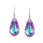 Crystal Blue Green Teardrop Dangle Earrings Prom 925 Sterling Silver - Image 3
