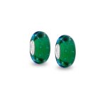 Green Bubble Murano Glass Charm Bead Sterling Silver Fits European Bracelet