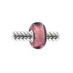 Set of 4 Translucent Solid Metallic Rose Pink Glass Charm Bead with Silver Core - Image 3