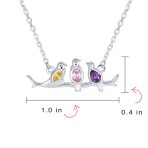 Inspirational CZ Accented Pendant Necklace with Three Birds on a Branch Silver - Image 4