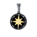 Unisex Viking Compass Pendant Necklace Black Plated Sterling Silver Chain - Image 2